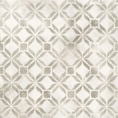 Carrelage extérieur effet carreaux ciment Fragment blanc R11 14 mm 32,9x32,9 cm