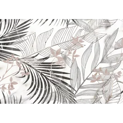 Carrelage mur effet marbre Athéna décor floral 25x75 cm