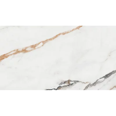 Carrelage mur effet marbre brillant Paros Gold 30x90 cm