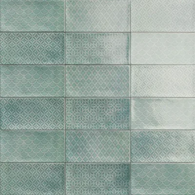 Carrelage mur Métro Decors Flamingo mix emerald 10x20 cm