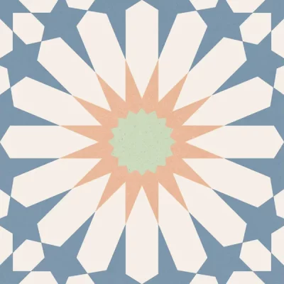 Carrelage sol effet carreaux de ciment Taco Vintage soleil bleu 16,5x16,5 cm