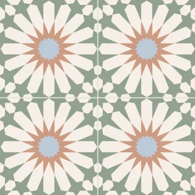 Carrelage sol effet carreaux de ciment Vintage Soleil menthe 33,15x33,15 cm