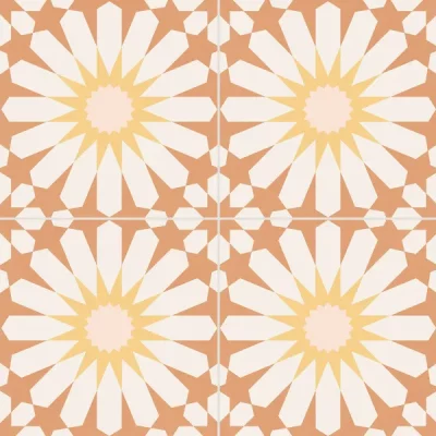 Carrelage sol effet carreaux de ciment Vintage Soleil orange 33,15x33,15 cm