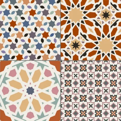 Carrelage sol effet carreaux de ciment Water multicolore 44x44 cm