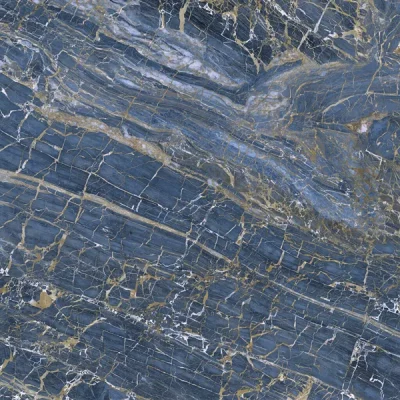 Carrelage sol et mur effet marbre brillant Hotel luxe bleu poli 120x260 cm
