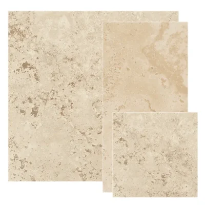 Carrelage sol extérieur effet pierre Travertin crème R11 multi-formats