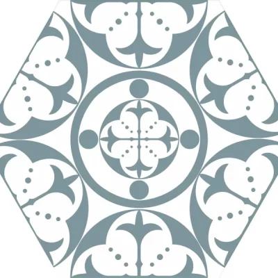 Carrelage sol hexagonal Beaumarchais bleuet 28.5x33 cm
