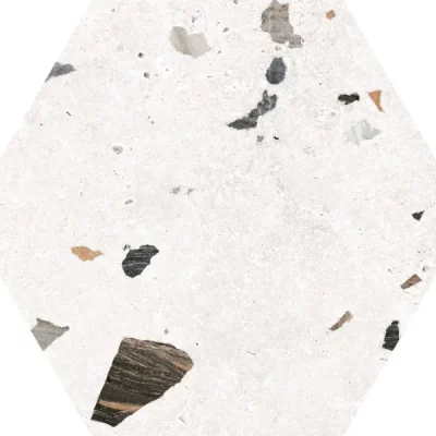 Carrelage sol hexagonal Marmo granito white 22*25 cm
