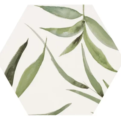 Carrelage sol hexagonal Spring décor tropical 28.5x33 cm