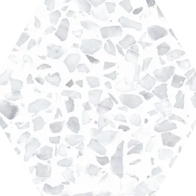 Carrelage sol hexagonal Terrazzo blanc 23x23 cm