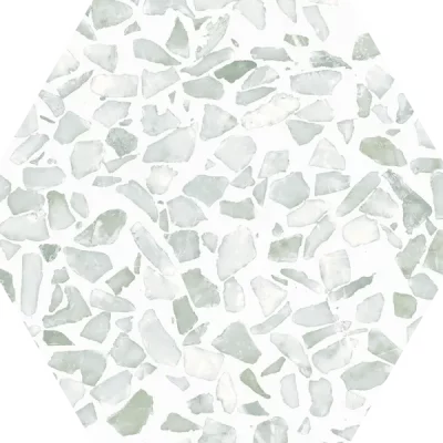 Carrelage sol hexagonal Terrazzo vert 23x23 cm