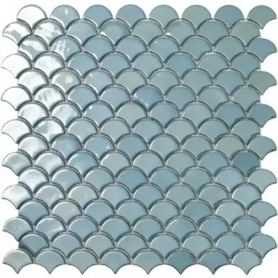 Mosaïque Ecaille Turquoise brillant 31,5 x 31,5 cm