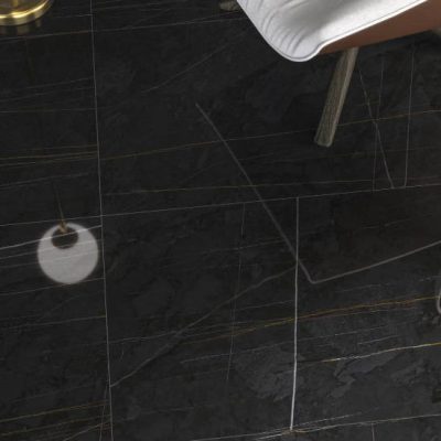 Carrelage aspect marbre noir Sahara mat 60x120 cm