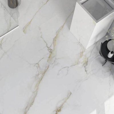 Carrelage poli aspect marbre blanc Diamond Gold 60x120 cm