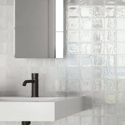 Carrelage aspect Zellige blanc pur Brillant 10x10 cm