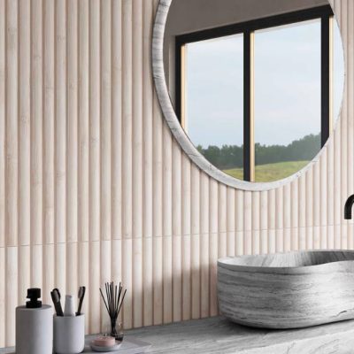 Carrelage aspect bois Bamboo white mat 40x120 cm