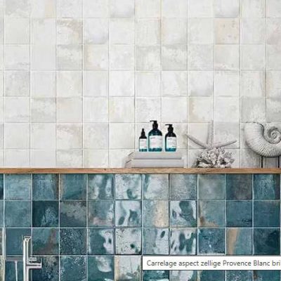 Carrelage aspect zellige Provence Blanc brillant 31,6x60 cm