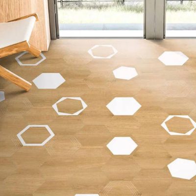 Carrelage hexagonal aspect parquet Verona Miel 23x27 cm