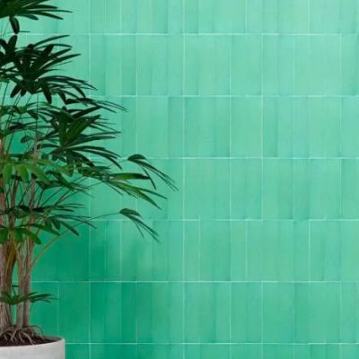 Carrelage aspect zellige Special lava verde brillant 5x20 cm