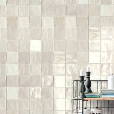 Carrelage aspect Zellige Tsquare Blanc Pur Lin 15x15 cm