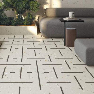 Carrelage aspect terrazzo Croccante Cannoli Grafito mat 20x20 cm