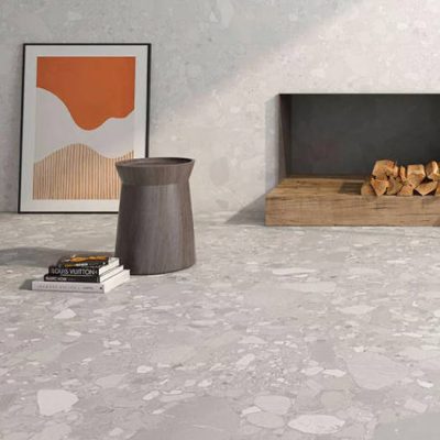 Carrelage aspect terrazzo Colorado perla mat 60x60 cm