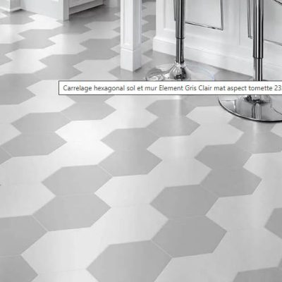 Carrelage hexagonal Element Gris Clair mat aspect tomette 23x27 cm